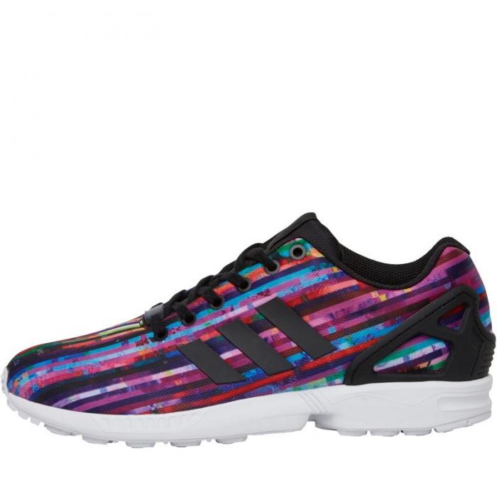 basket adidas zx flux noir et multicolore fluo