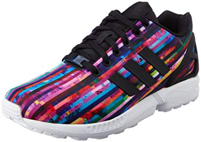 basket adidas zx flux noir et multicolore fluo